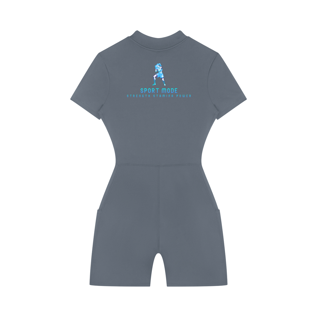 Sport Mode Women's Quarter-Zip Short Sleeve Romper