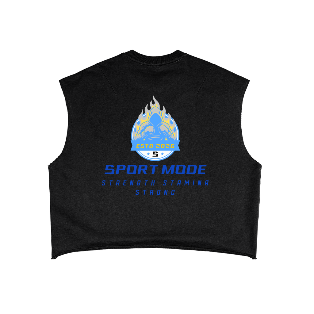 Light Blue N Yellow Sport Mode French Terry Boxy Tank Top