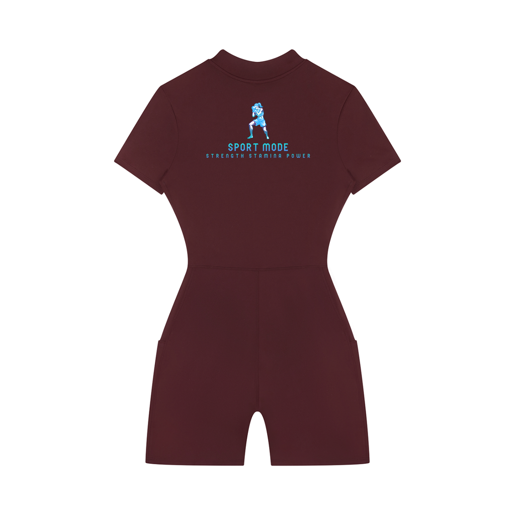 Sport Mode Women's Quarter-Zip Short Sleeve Romper