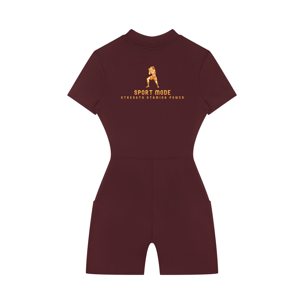 Sport Mode Golden Warrior Women's Quarter-Zip Short Sleeve Romper
