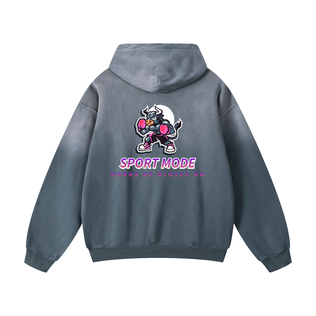 Sport Mode Horns Up Heavyweight Sunfade Oversized Hoodie