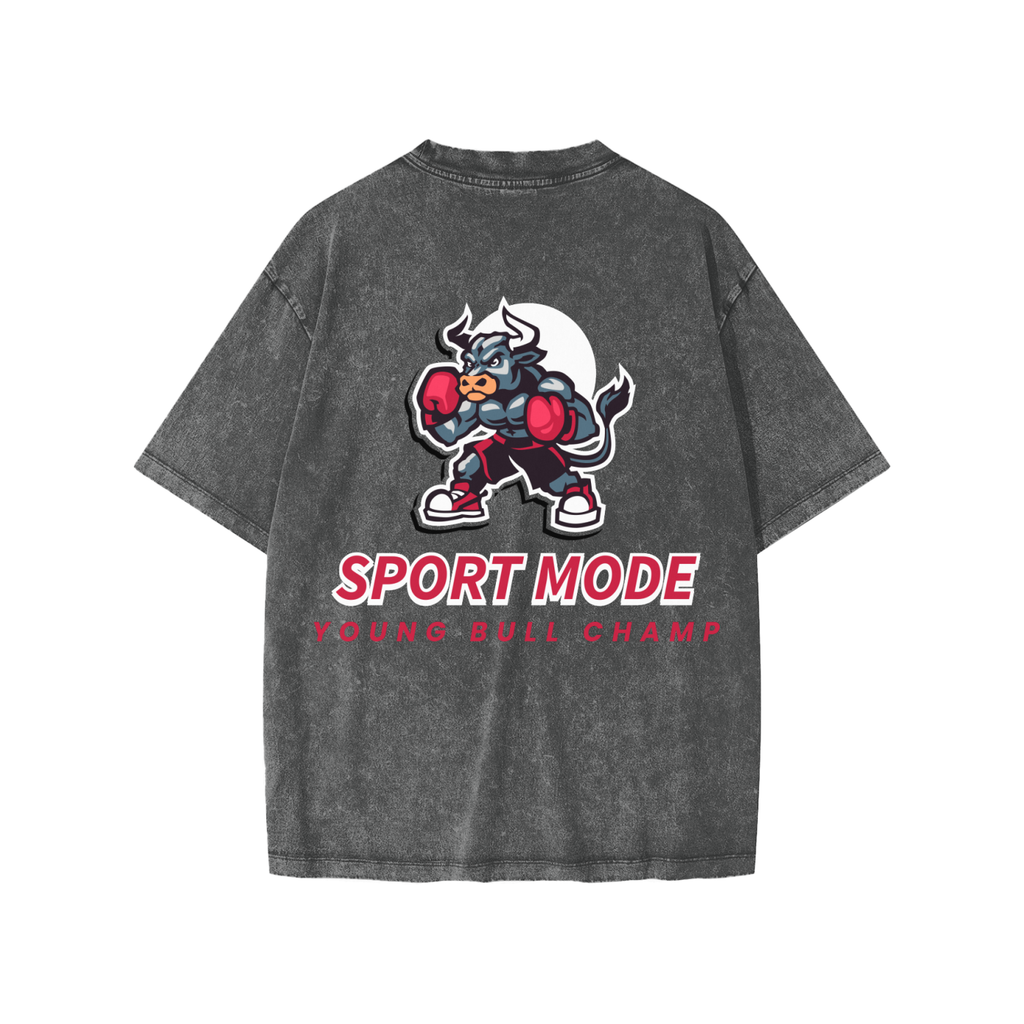 Sport Mode Bull In Action Snow Washed Kids' T-Shirt