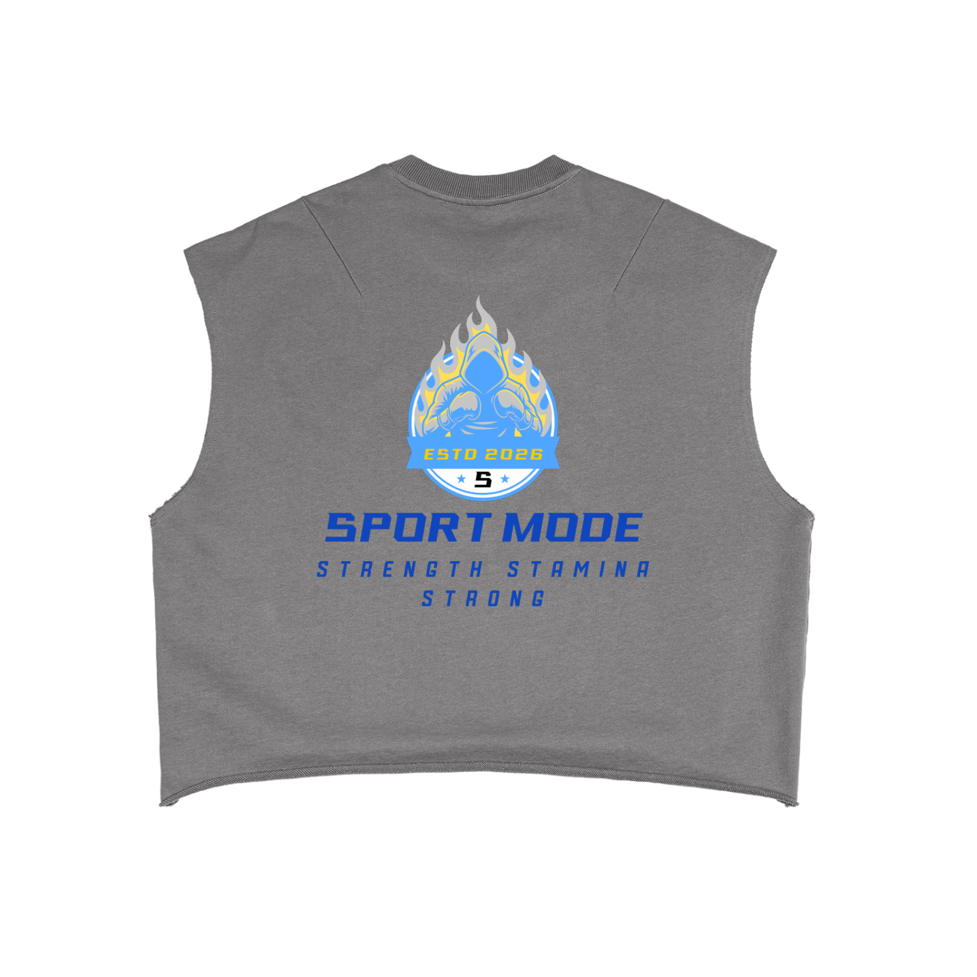 Light Blue N Yellow Sport Mode French Terry Boxy Tank Top