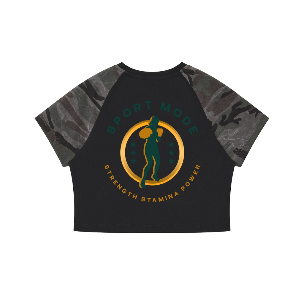 Sport Mode Women’s Camo Raglan Crop T-Shirt