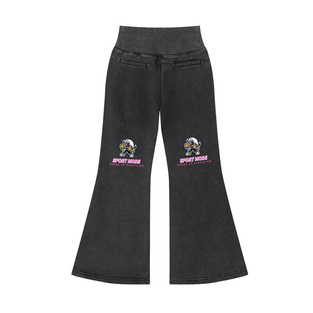 Sport Mode Pinkie Vintage Washed Flared Fleece Pants