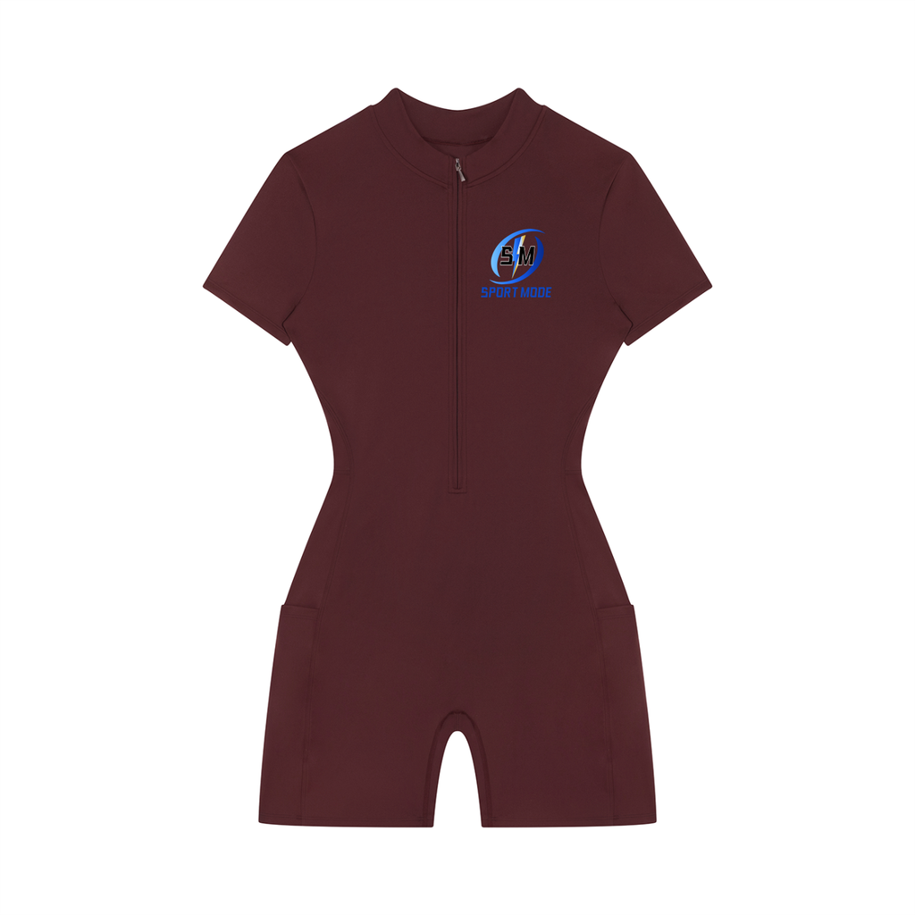 Sport Mode Women's Quarter-Zip Short Sleeve Romper