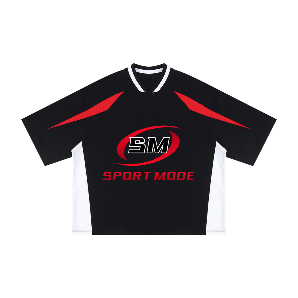Sport Mode Red Reaper Boxing Unisex Oversized Color Block V-Neck T-Shirt
