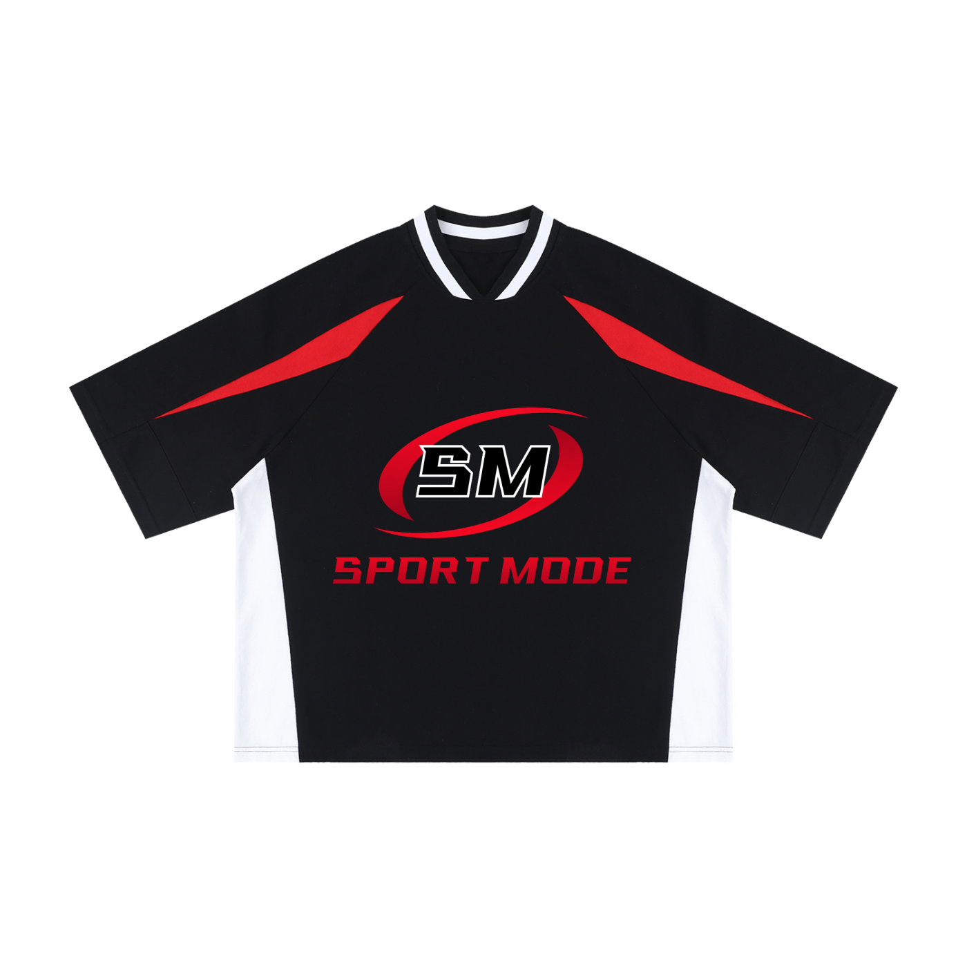 Sport Mode Red Reaper Boxing Unisex Oversized Color Block V-Neck T-Shirt