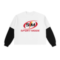 Lighting Sport Mode Layered Contrast Sleeve Cotton T-Shirt
