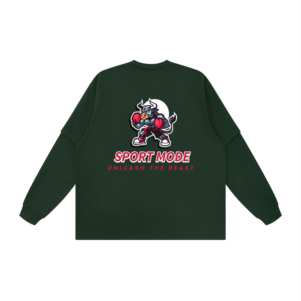 Sport Mode Beast Unisex Layered Oversized T-Shirt