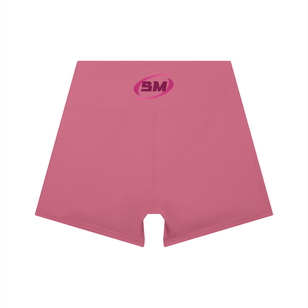 Pink Momentum Sport Mode Women’s High-Waist Color Block Yoga Shorts