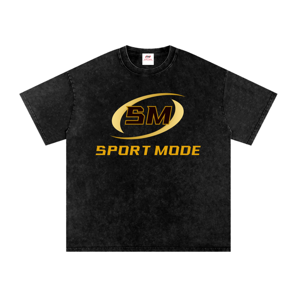 Sport Mode Golden Fighter Snow Washed Oversized Cotton T-Shirt