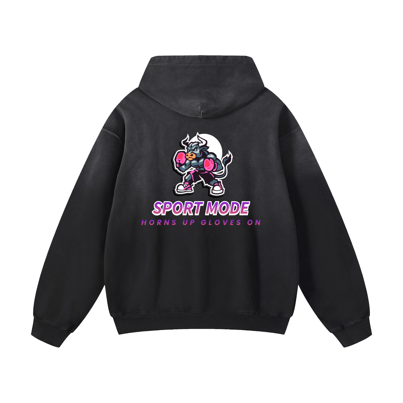 Sport Mode Horns Up Heavyweight Sunfade Oversized Hoodie