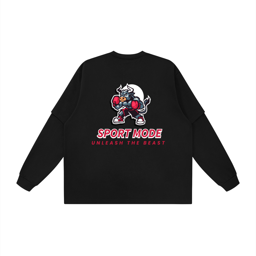Sport Mode Beast Unisex Layered Oversized T-Shirt