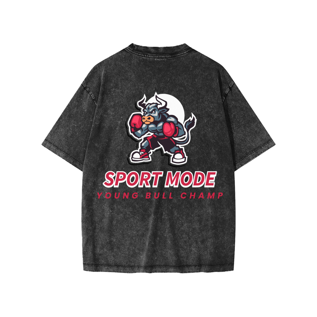 Sport Mode Bull In Action Snow Washed Kids' T-Shirt