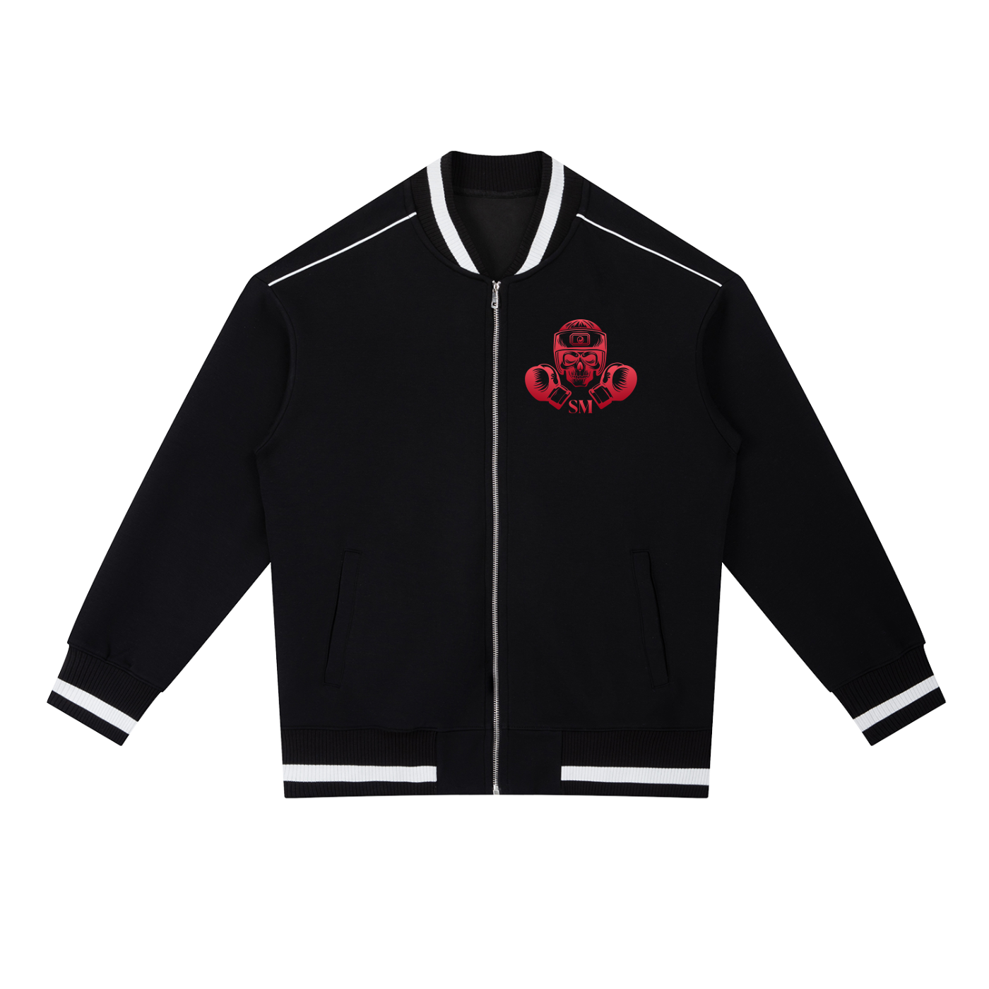 Sport Mode Fight. Rise. Repeat Contrast Piping Zip Bomber Jacket