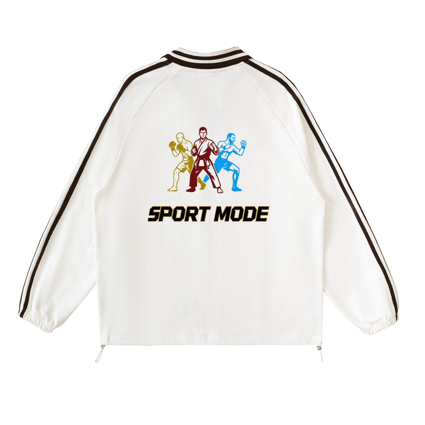 Train Hard Sport Mode Contrast Striped Lapel Collar Sweatshirt
