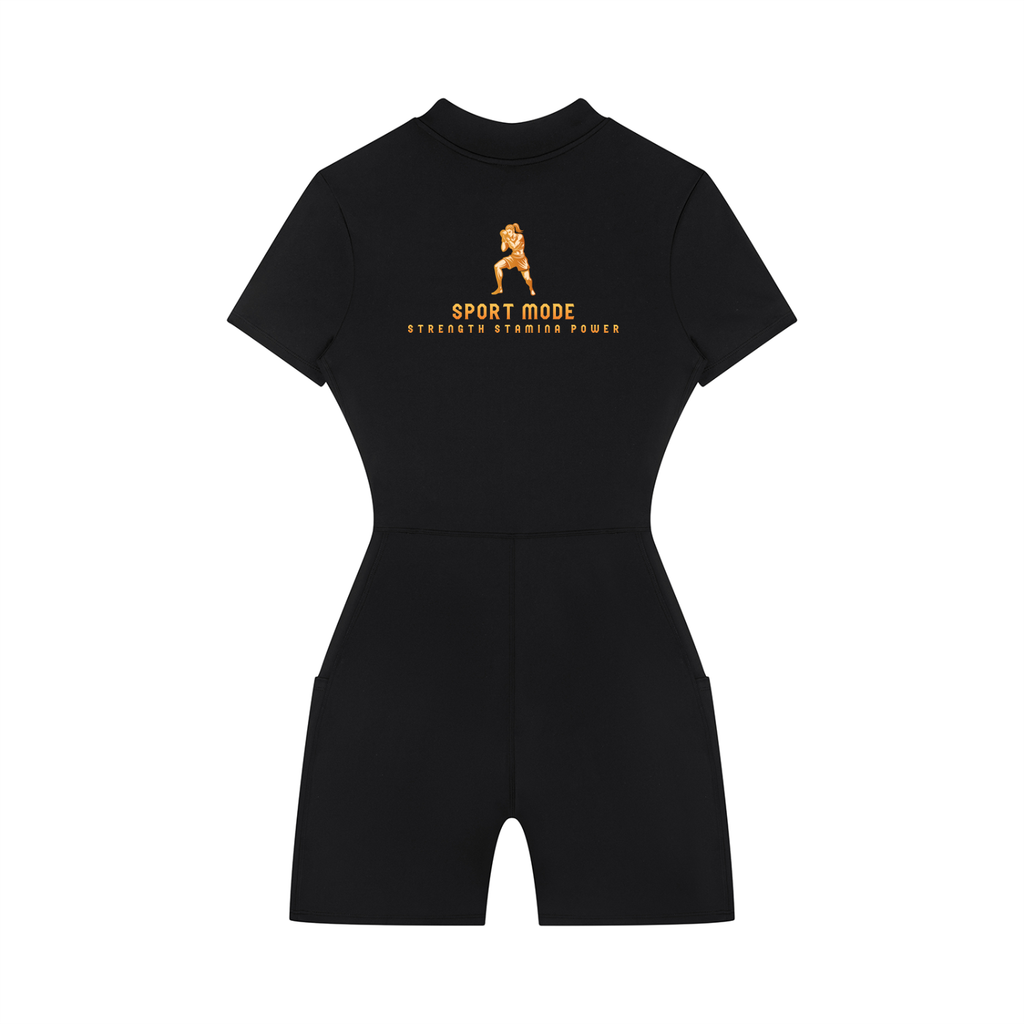 Sport Mode Golden Warrior Women's Quarter-Zip Short Sleeve Romper