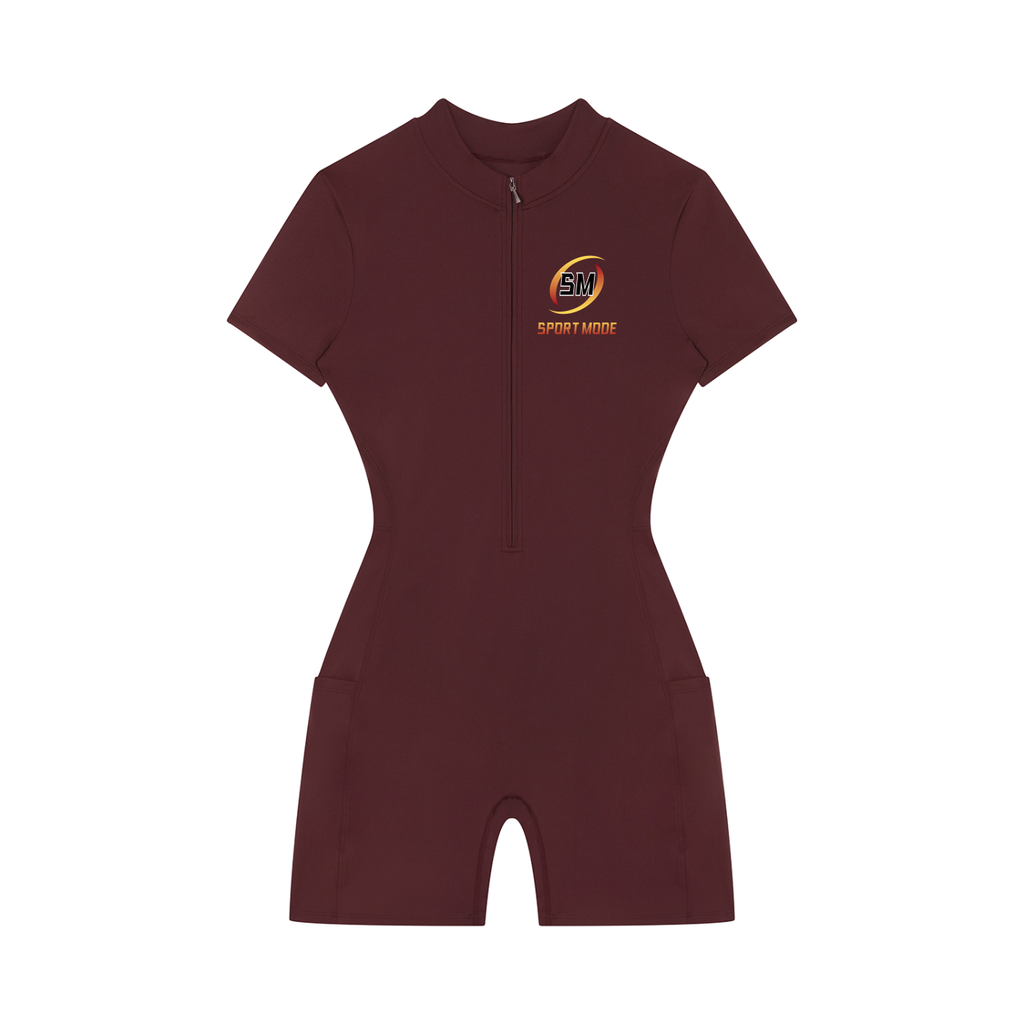 Sport Mode Golden Warrior Women's Quarter-Zip Short Sleeve Romper