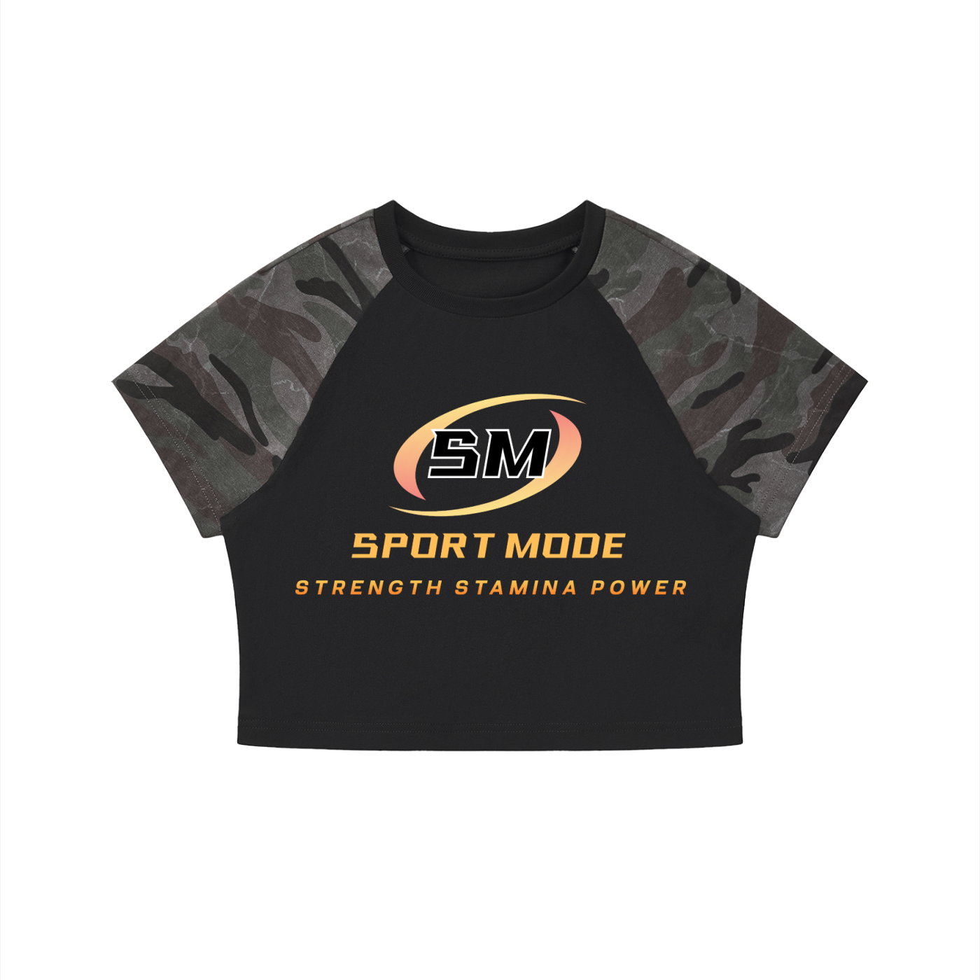 Sport Mode Women’s Camo Raglan Crop T-Shirt