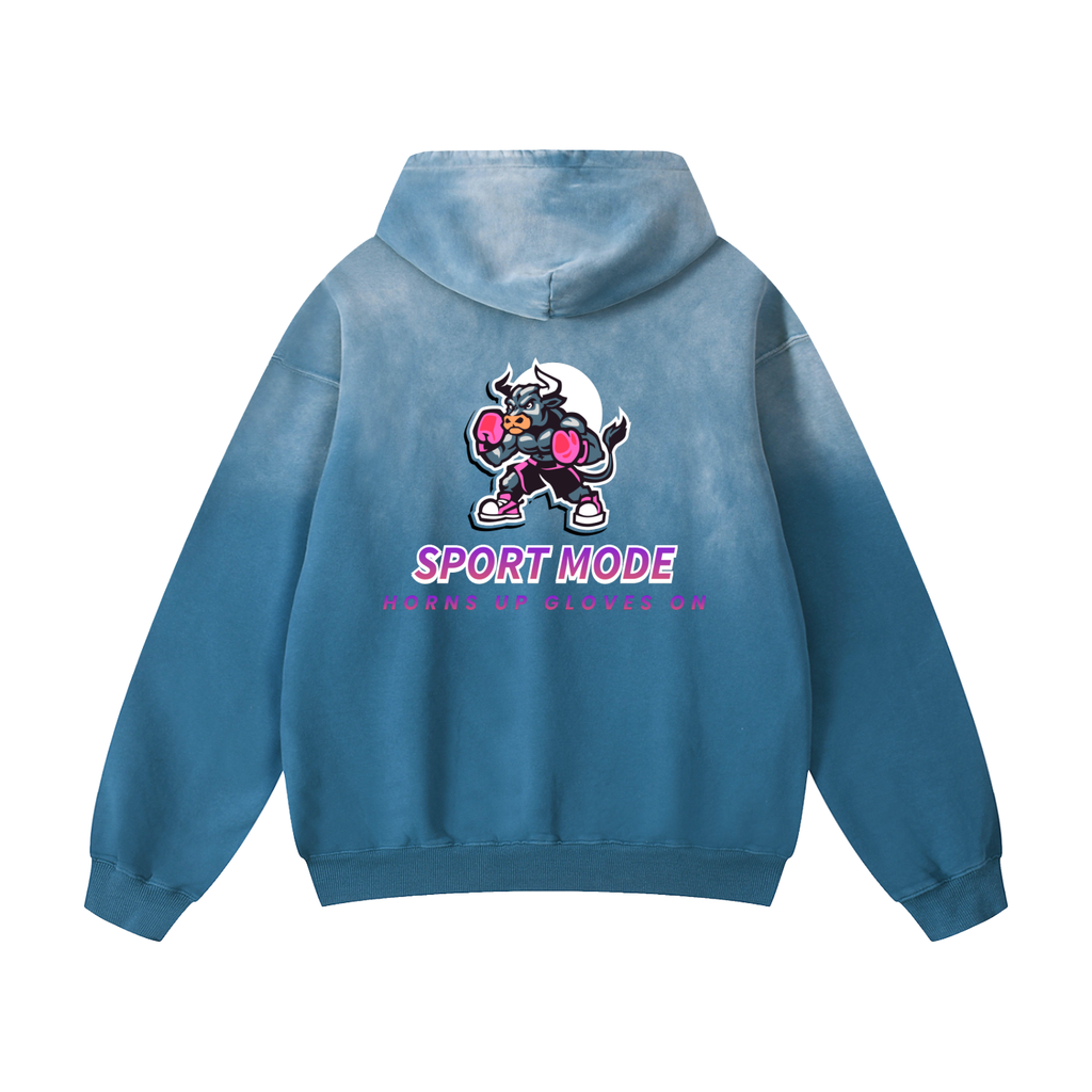 Sport Mode Horns Up Heavyweight Sunfade Oversized Hoodie