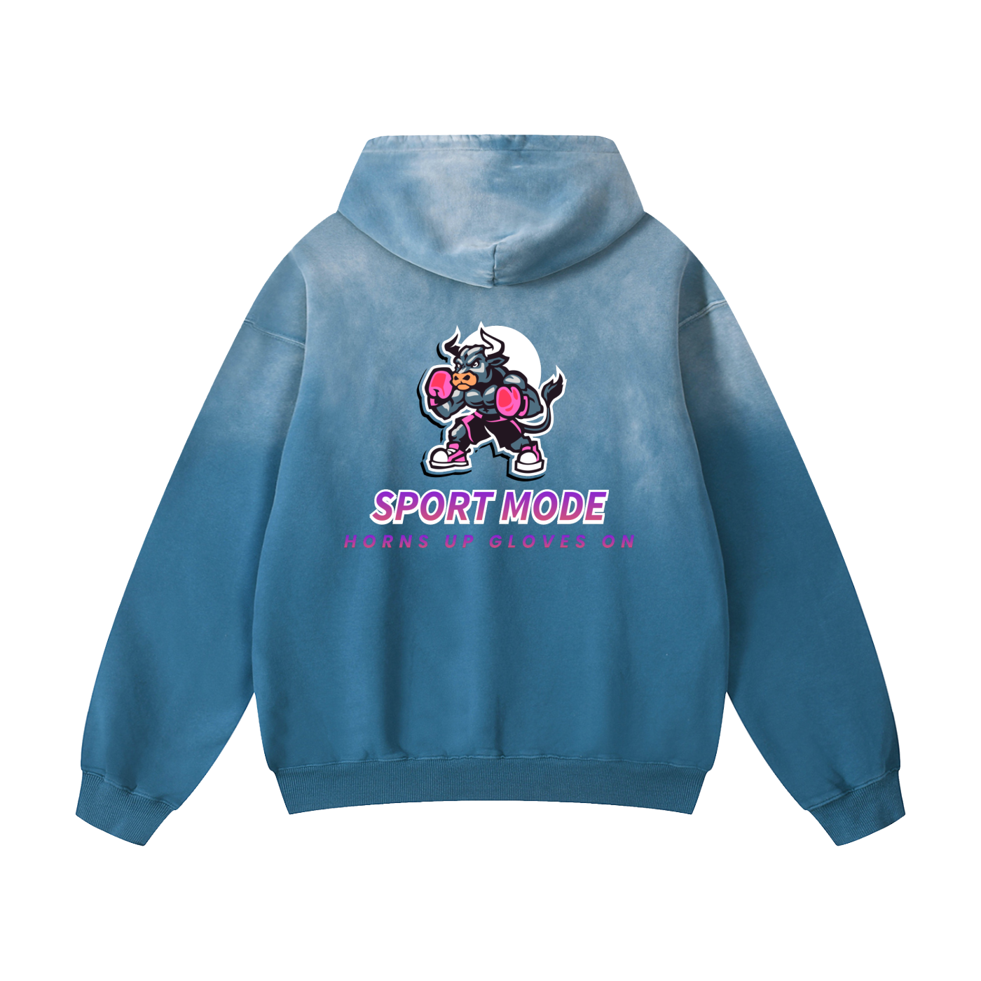 Sport Mode Horns Up Heavyweight Sunfade Oversized Hoodie
