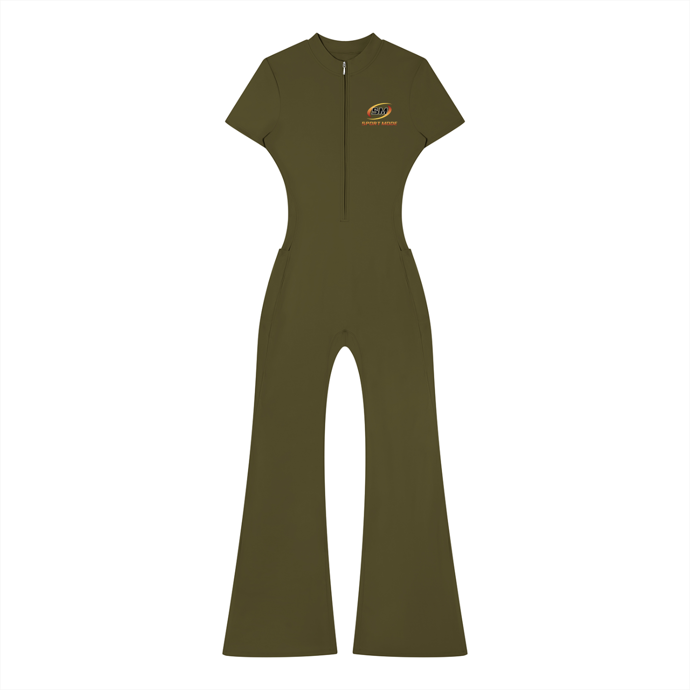 Sport Mode Power Punch Women’s Tight Flared Leg Quarter-Zip Jumpsuit
