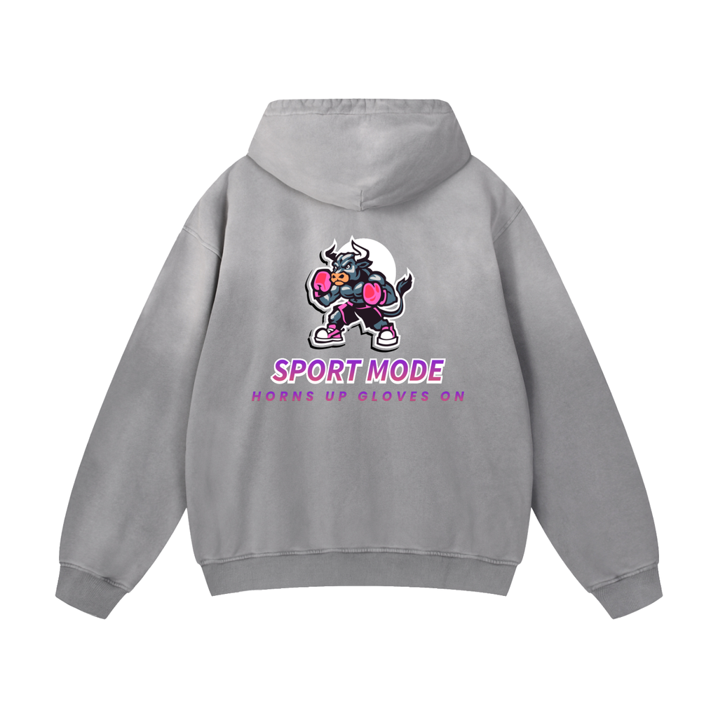 Sport Mode Horns Up Heavyweight Sunfade Oversized Hoodie