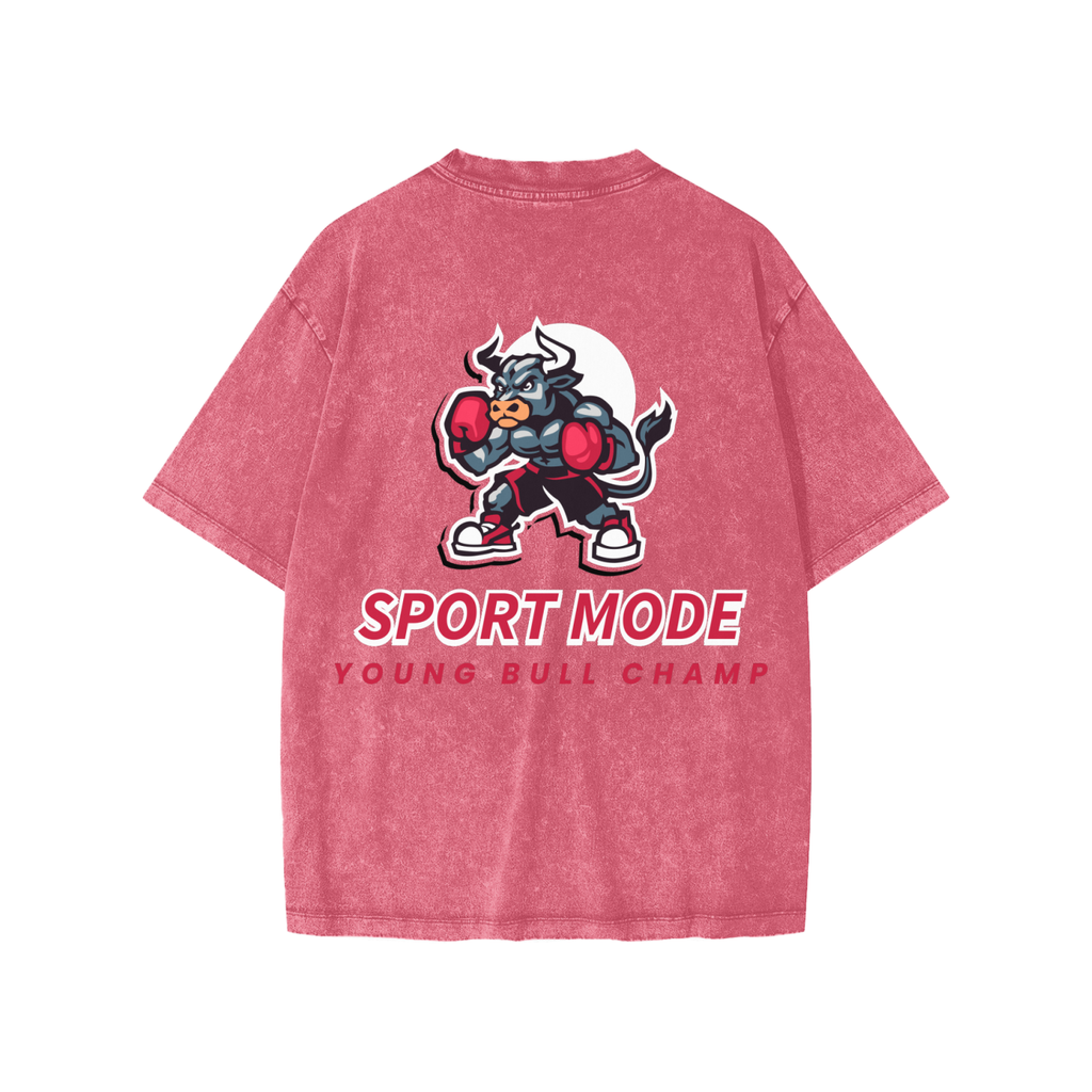 Sport Mode Bull In Action Snow Washed Kids' T-Shirt