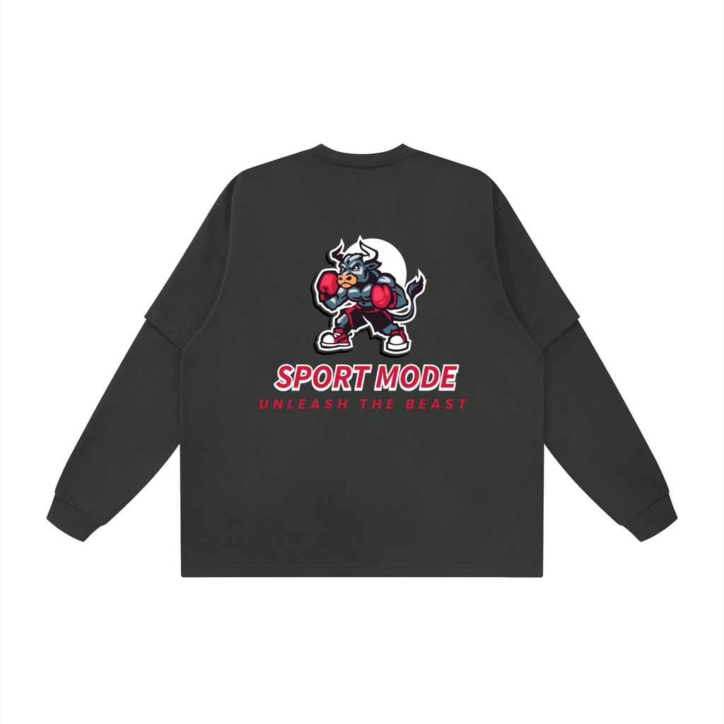 Sport Mode Beast Unisex Layered Oversized T-Shirt