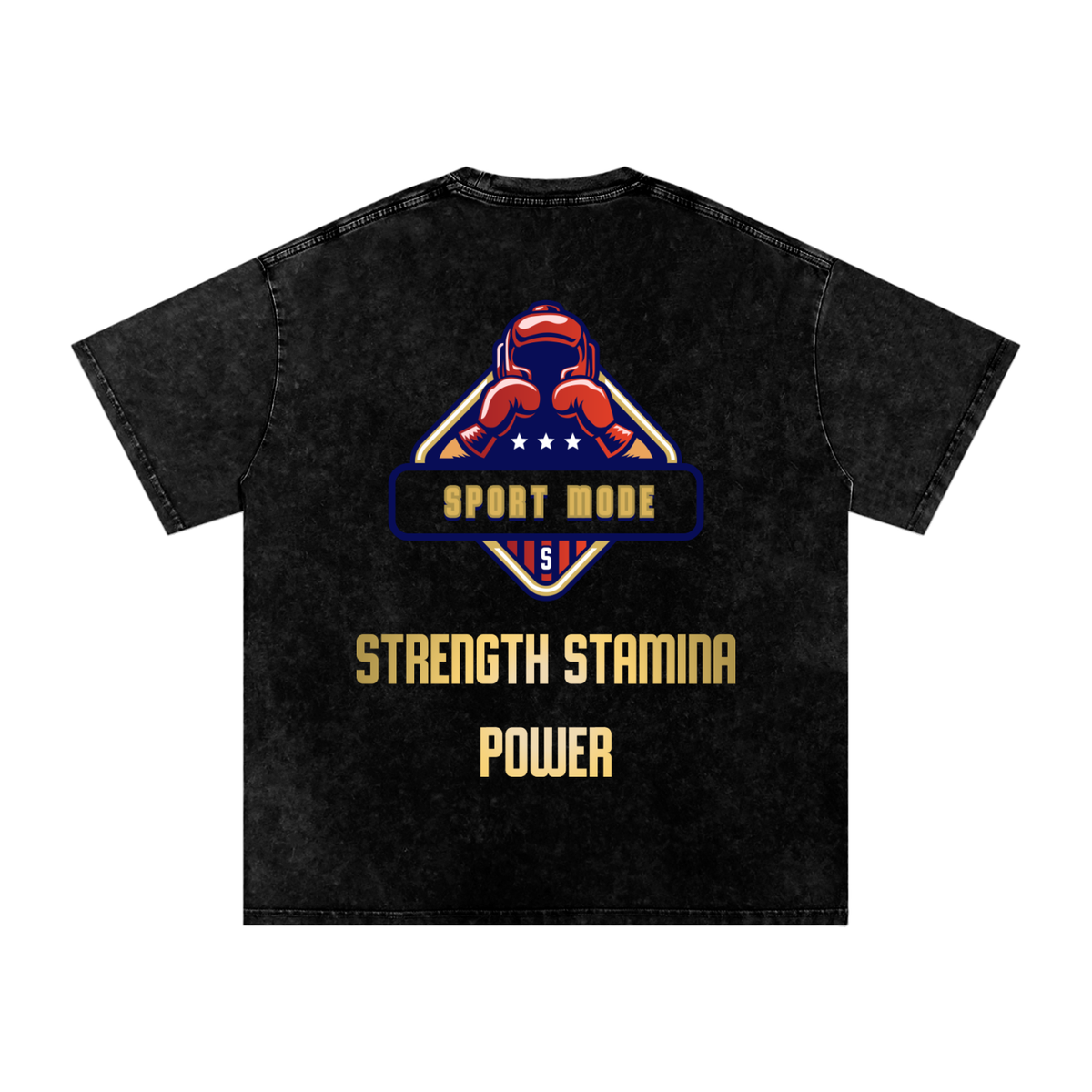Sport Mode Golden Fighter Snow Washed Oversized Cotton T-Shirt