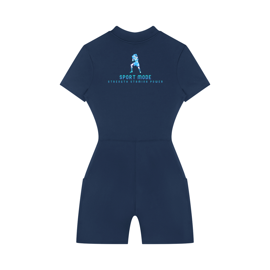 Sport Mode Women's Quarter-Zip Short Sleeve Romper