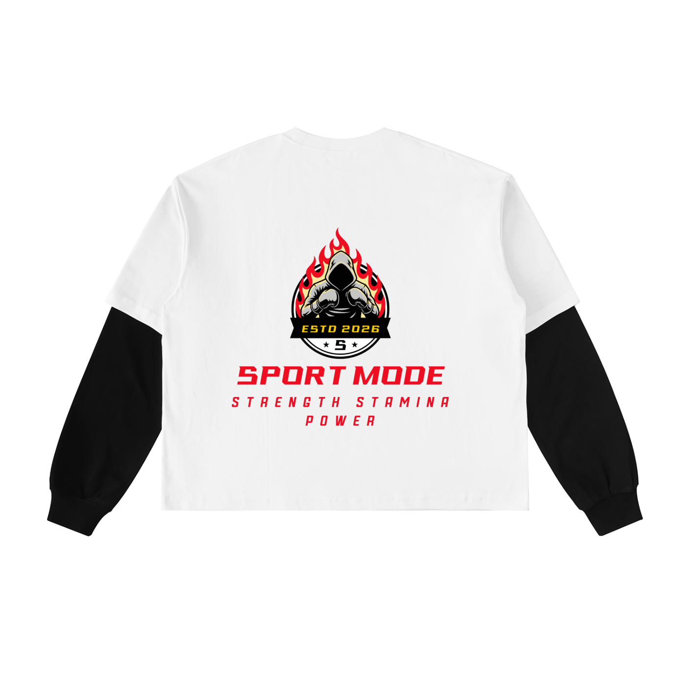 Lighting Sport Mode Layered Contrast Sleeve Cotton T-Shirt