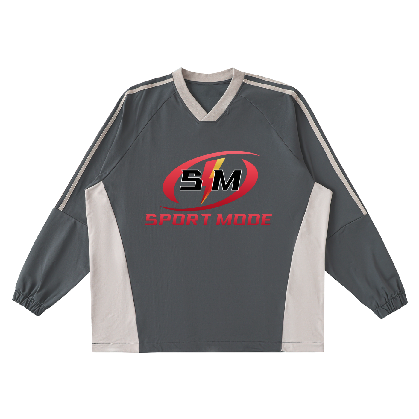 Cover up Sport Mode Color-Block V-Neck Long-Sleeve T-Shirt