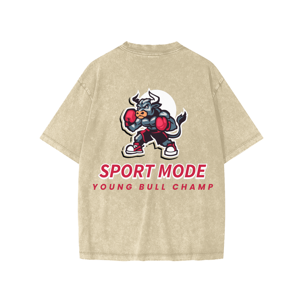 Sport Mode Bull In Action Snow Washed Kids' T-Shirt