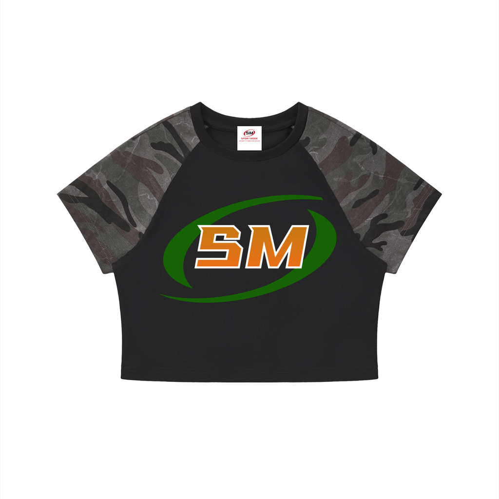 Built for Battle Sport Mode Women’s Camo Raglan Crop T-Shirt