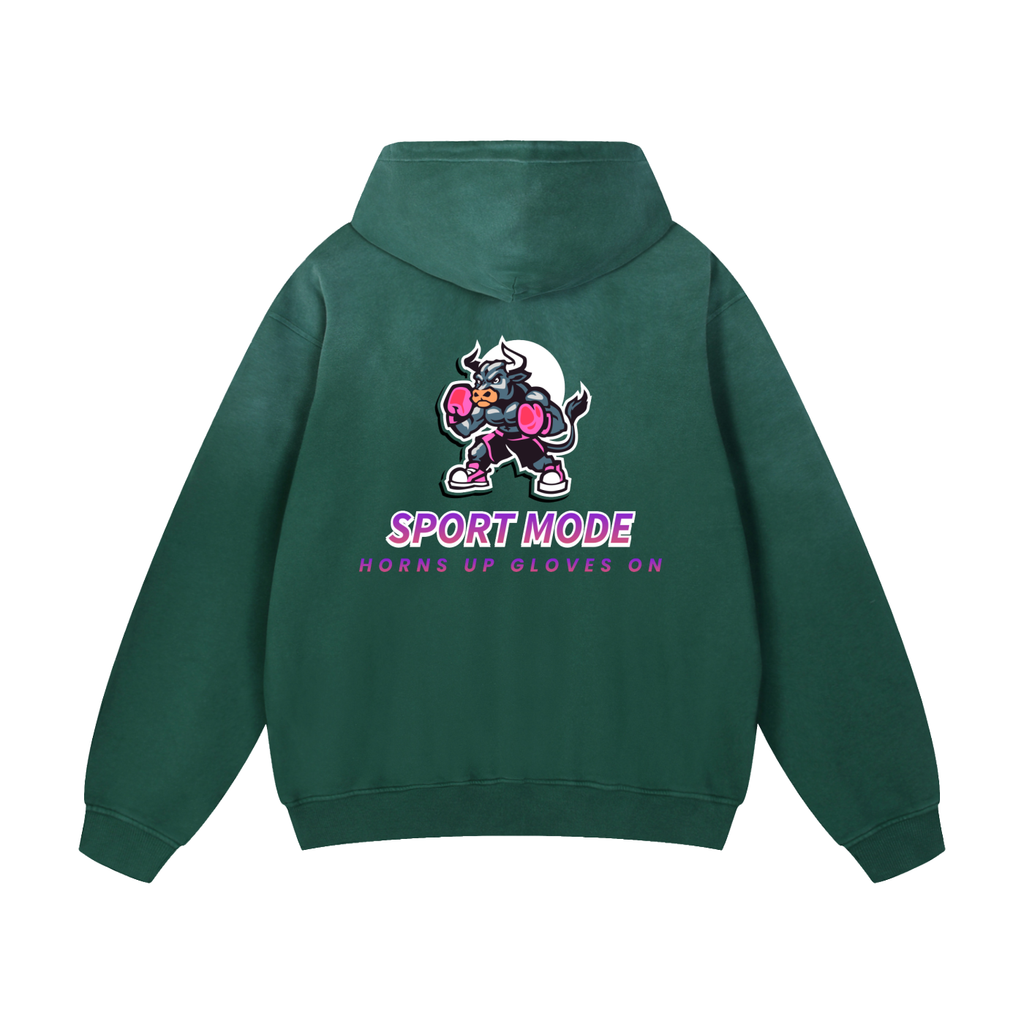 Sport Mode Horns Up Heavyweight Sunfade Oversized Hoodie