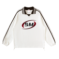 Train Hard Sport Mode Contrast Striped Lapel Collar Sweatshirt