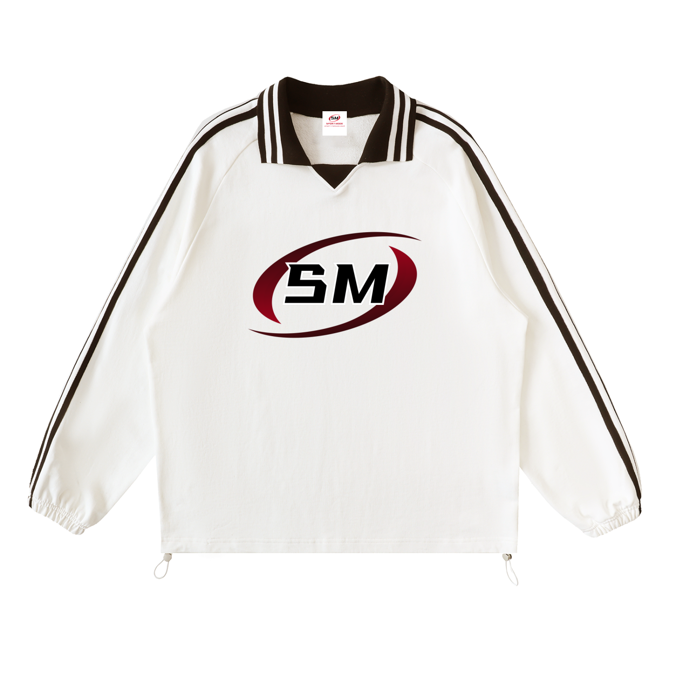 Train Hard Sport Mode Contrast Striped Lapel Collar Sweatshirt