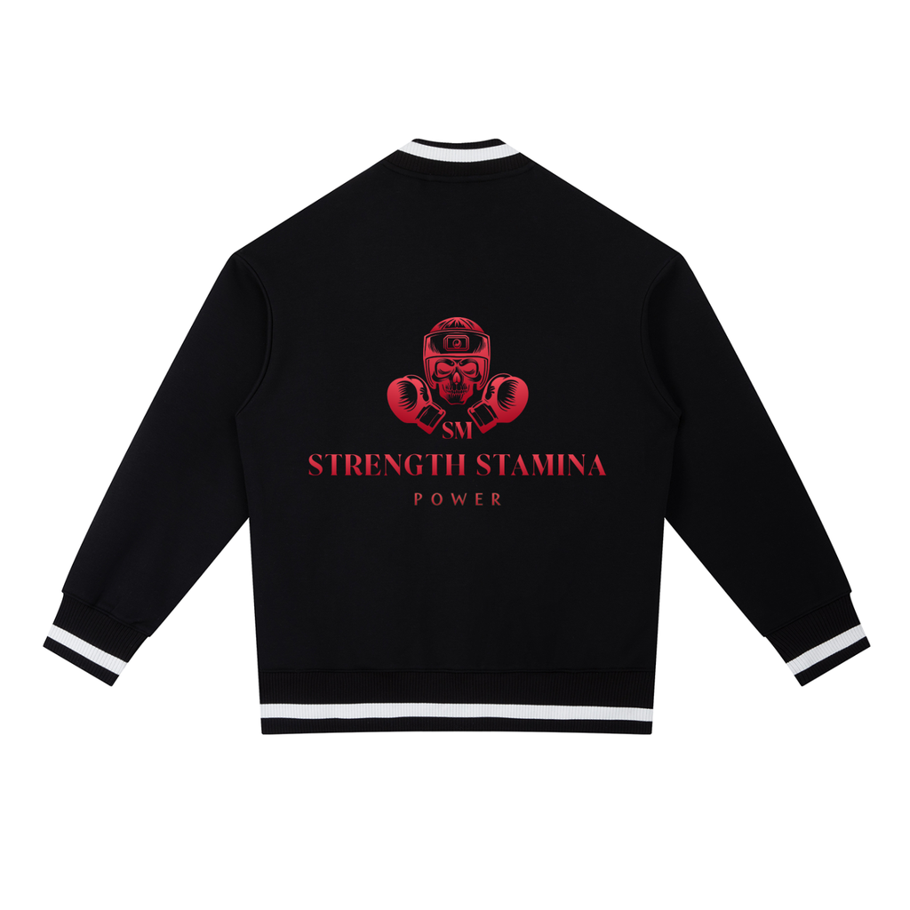 Sport Mode Fight. Rise. Repeat Contrast Piping Zip Bomber Jacket