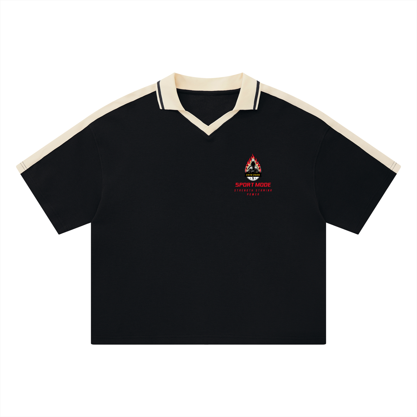 Fire on Front Sport Mode Unisex Color Block Polo Shirt