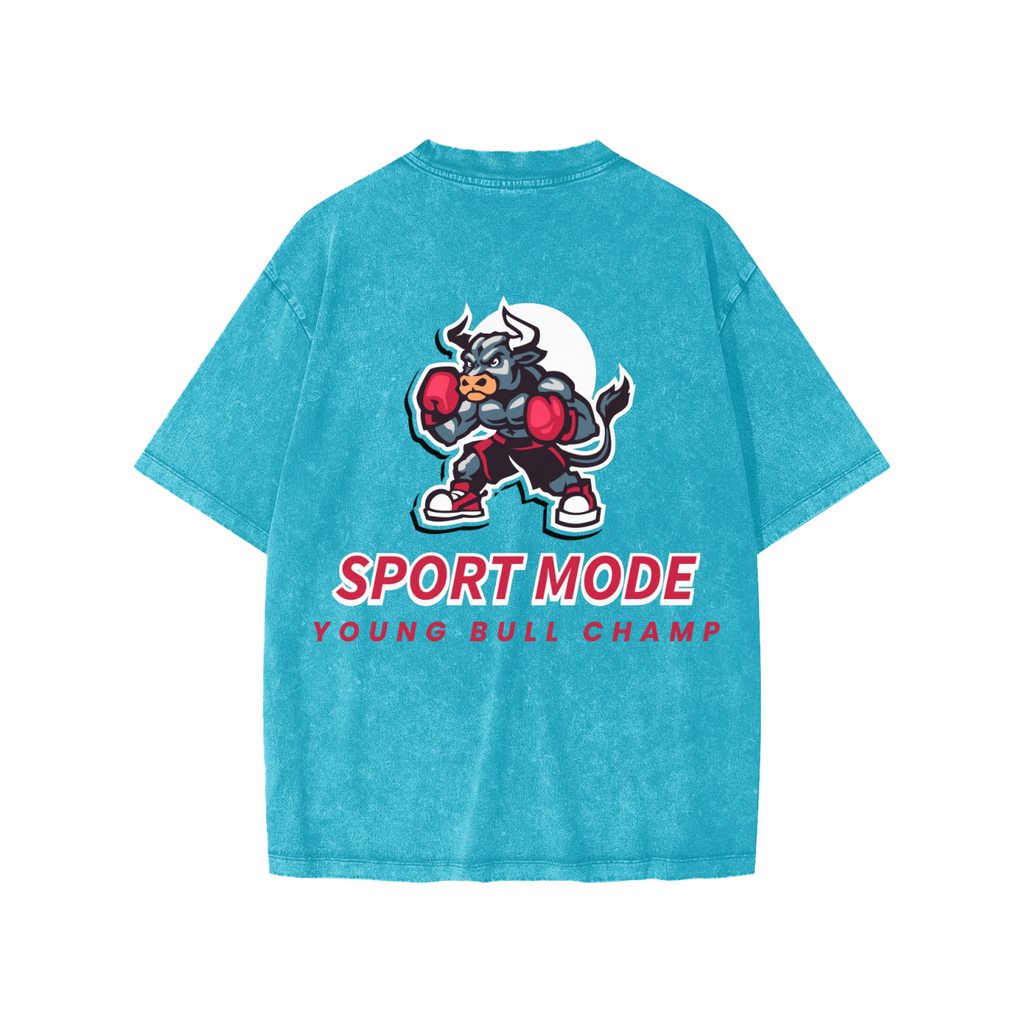 Sport Mode Bull In Action Snow Washed Kids' T-Shirt
