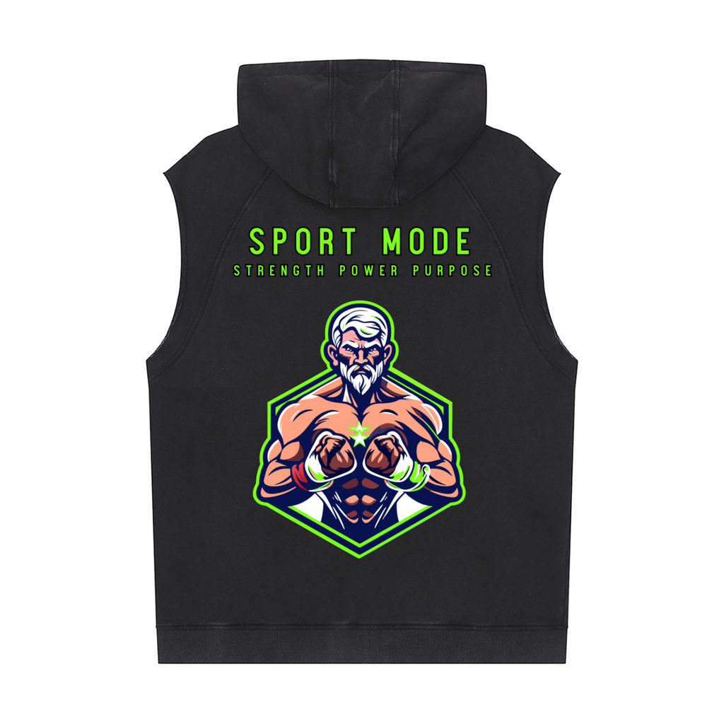 Sport Mode green Snow Washed Sleeveless Hoodie