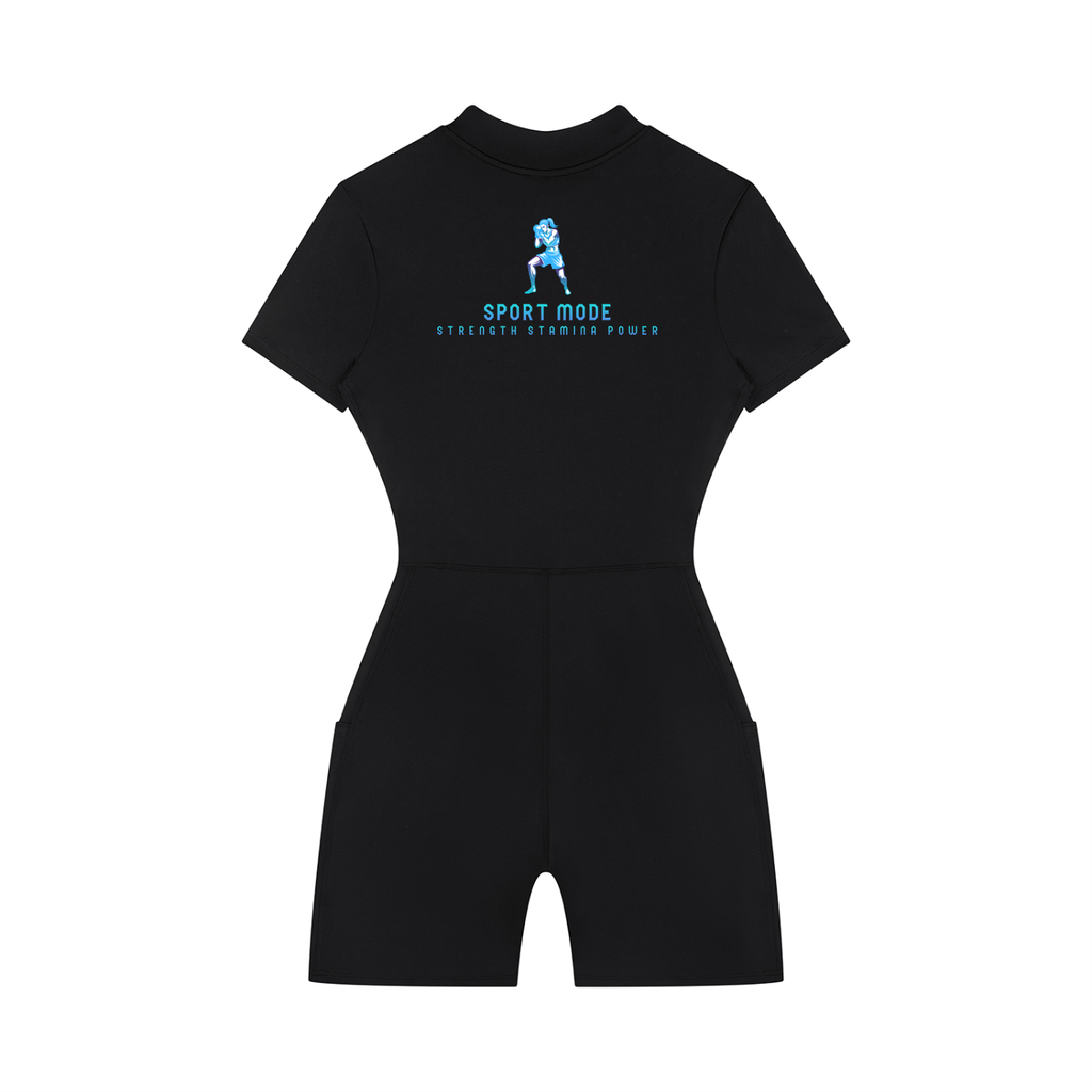 Sport Mode Women's Quarter-Zip Short Sleeve Romper