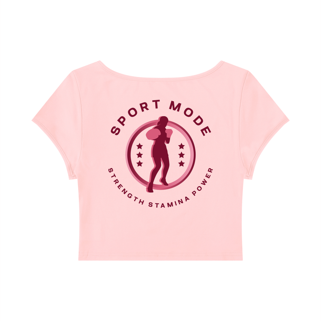 Sport Mode Pink Women's Slim Cap Sleeve Crop T-Shirt
